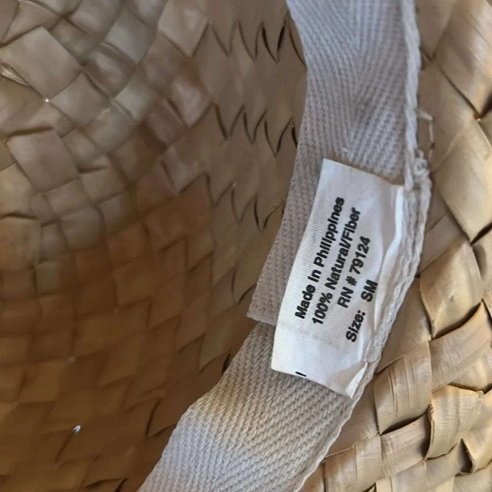 Elegant Tan Straw Hat with Bow - Made in Philippines - Small